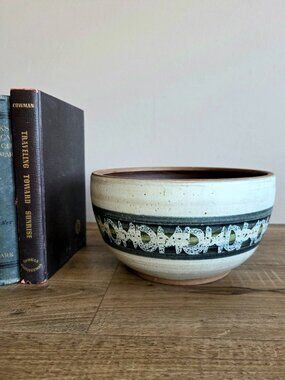 Large Handmade Studio Pottery Ceramic Bowl Signed by Artist